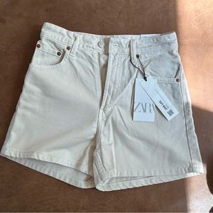 ZARA high rise white shorts